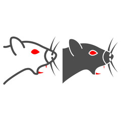Poster - Aggression in domestic rat line and solid icon, Diseases of pets concept, aggressive pet sign on white background, rodent with aggression icon in outline style for mobile and web. Vector graphics.