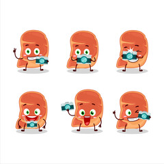 Sticker - Photographer profession emoticon with steak cartoon character