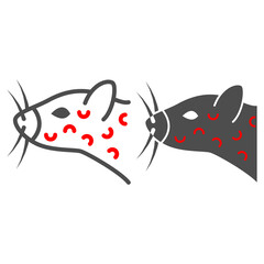 Poster - Smallpox in domestic rat line and solid icon, Diseases of pets concept, rodent with red acne sign on white background, Smallpox in rat icon in outline style for mobile and web design. Vector graphics.
