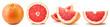 Collection grapefruit isolated on white background. Taste grapefruit with clipping path