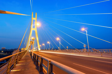 Wall Mural - Night view of the cross-sea bridge, Danzhou, Hainan, China.