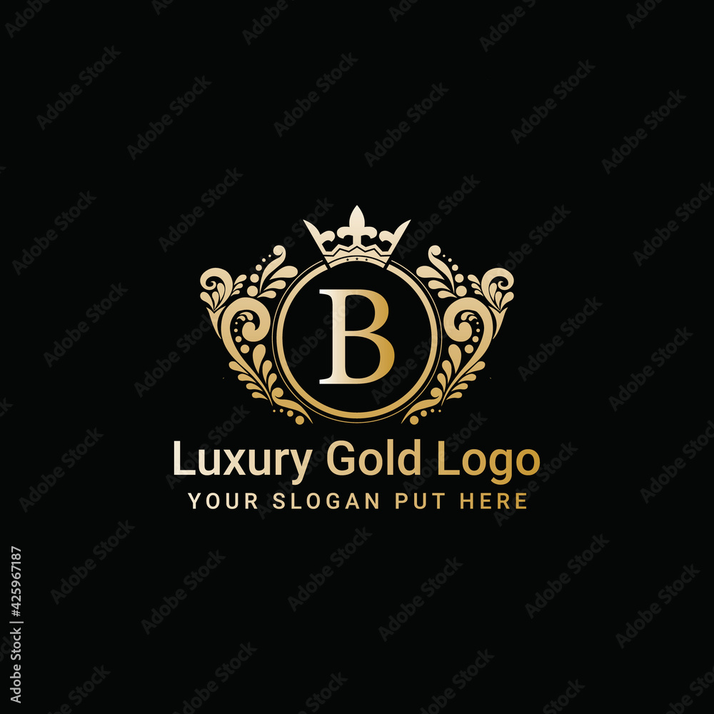 Luxury gold crown logo vector, Letter B icon Stock Vector | Adobe Stock