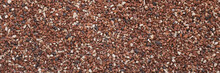 Texture Of Small Stones, Rocky Abstract Background, Grainy Surface, Gravel Pattern, Red Pebbles. Decorative Design, Brown Colored. Grunge Wall Backdrop.
