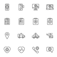 Wall Mural - Emergency medicine line icons set