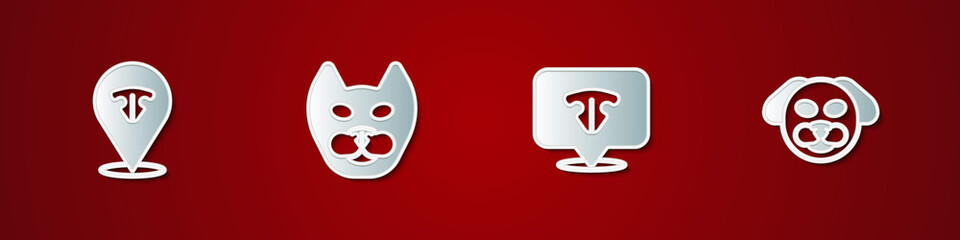 Sticker - Set Cat nose, , and Dog icon. Vector