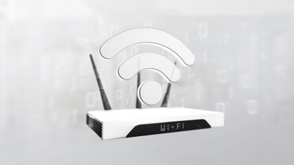 Poster - Wifi router and data - 3d rendering