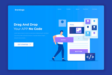 Wall Mural - Flat design of drag and drop app builder concept. Illustration for websites, landing pages, mobile applications, posters and banners