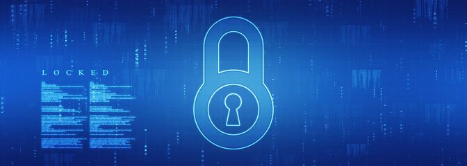 Poster - 2d illustration Safety concept: Closed Padlock on digital background
