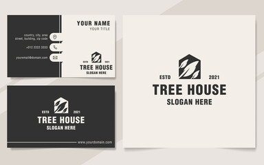 Poster - Tree house logo template monogram style