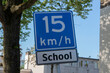Street Sign Maximum Speed 15 km/h At A School At Amsterdam The Netherlands 31-5-2020