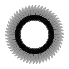 Poster - Gray glossy textured pattern in the form of a circle on a white background. 3d rendering illustration. Decor.
