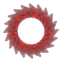 Poster - Red glossy textured pattern in the form of a circle on a white background. 3d rendering illustration. Decor.