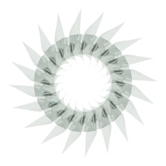 Poster - Gray glossy pattern in the form of a circle on a white background. 3d rendering illustration. Decor.