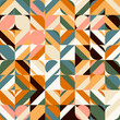 Abstract geometric vector seamless pattern. Contemporary design with simple  shapes . Colorful background with mosaic in retro or scandinavian style.