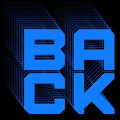 Fototapete - BACK - blue lettering as square logo with repeating effect on black background - 3D Illustration