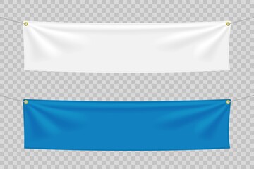 Wall Mural - white and blue textile banners with folds