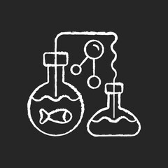 Poster - Marine chemistry chalk white icon on black background. Field of chemical oceanography studies chemistry of marine environments including influences. Isolated vector chalkboard illustration