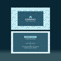 Poster - Editable Business Card Template Layout With Double-Sides On Teal Blue Background.