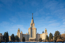 Moscow State University, A Famous Landmark In Moscow, Russia. Stunning Building.