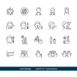 © j - Coronavirus Safety Icon Collection of Coronavirus, Doctor, Nurse, Symptom, Cough, Fever, Runny Nose, Vomit, Thermometer, Microscope, Alcohol, Vaccine, Napkin, Washing Hands, Sanitizer, Clean up, Rub