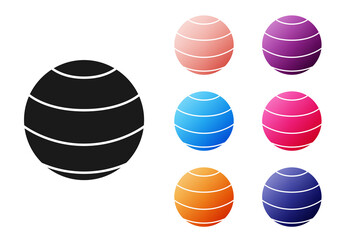 Sticker - Black Fitness ball icon isolated on white background. Gym ball. Set icons colorful. Vector