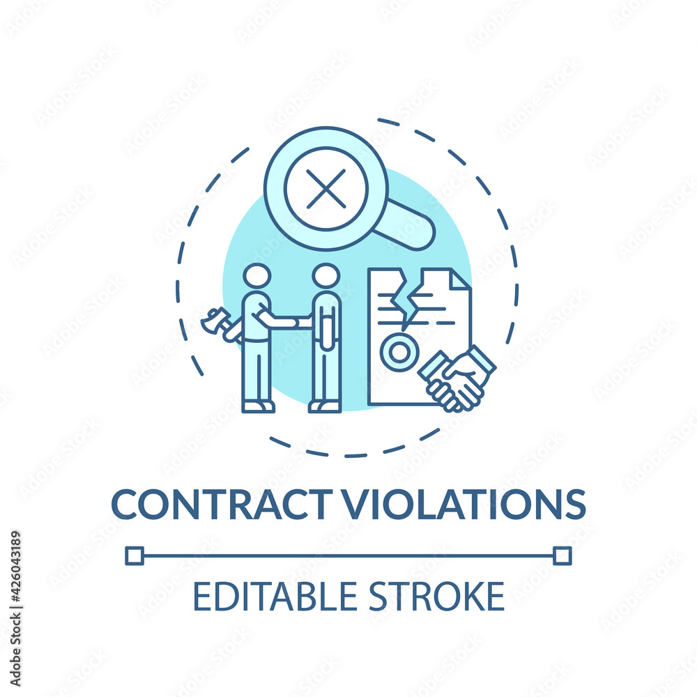 Contract violations concept icon. Consumer claim idea thin line ...