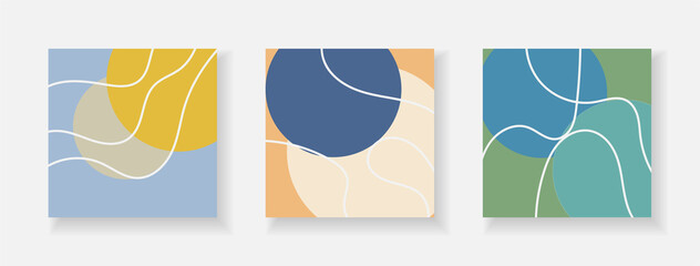 Wall Mural - A set of abstract covers in the style of impressionism, modern web design. Vector collage for cards in pastel shades.