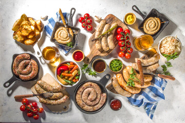 Wall Mural - Assortment different fried sausages