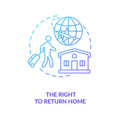 Wall Mural - The right to return home blue gradient concept icon. Immigrant freedom of moving. Civil human rights. Migrant worker rights idea thin line illustration. Vector isolated outline RGB color drawing