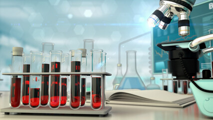 Wall Mural - cg medical 3D illustration, medical blood sample test background