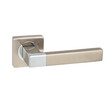 © Алексей Вяткин - Combined chrome door handle with a straight square handle and a round mirror insert at the square base on a white background
