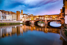 Ponte Vecchio Over The Arno River, In Florence, UNESCO World Heritage Site, Tuscany, Italy