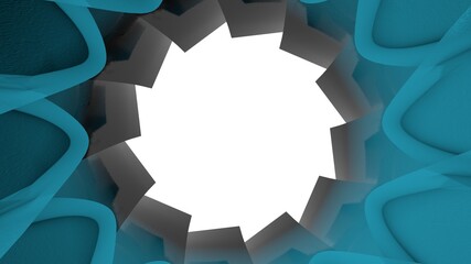 Poster - Blue glossy abstract circular pattern. 3d rendering illustration. Decorating.