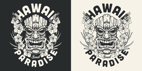 Wall Mural - summer surfing vintage monochrome badge