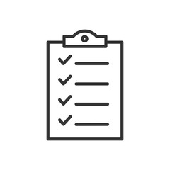 Poster - checklist icon. approve clipboard linear symbol vector illustration. check mark line document icon. 