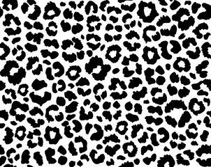 Wall Mural - Leopard print seamless pattern, Cheetah repeating pattern, black leopard spots, Vector illustration