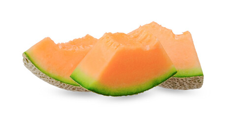 Sticker - Slice orange melon isolated on white with clipping path