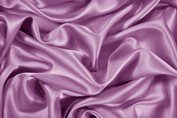 Wall Mural - Lilac satin silk background. Soft wavy folds of delicate shiny fabric. Beautiful pink purple background for design. Web banner. Valentine's day, wedding, anniversary, celebration, romance, concept.