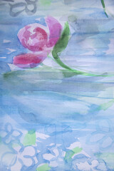  Peony flowers wallpaper. Water with haze ripple texture. Aquatic idyllic background.