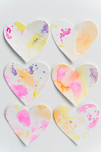 Studio Shot Of Colorful Paper Hearts