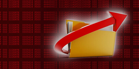Poster - 3d rendering folder with documents
