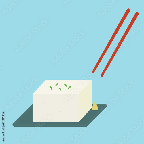 シンプルでかわいい冷奴のイラスト フラットデザイン フラットデザイン Stock Vector Adobe Stock