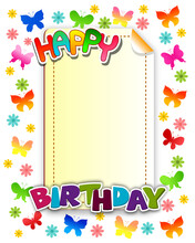 Happy Birthday Card With Butterfly Frame