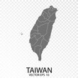 Transparent - Grey Map of Taiwan. vector illustration eps 10.