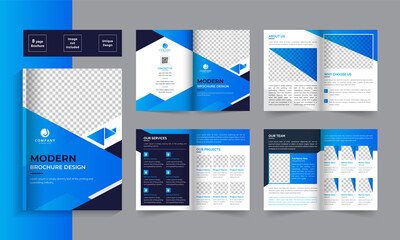 Wall Mural - Business bifold brochure. Creative bi-fold pages brochure design. Corporate brochure template with modern, minimal, and abstract design in A4 format