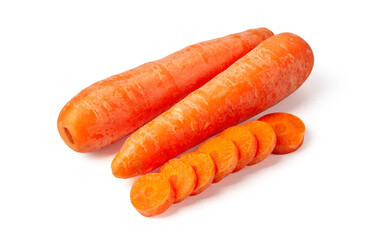 Wall Mural - fresh carrots on white background