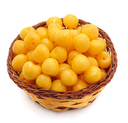 Canvas Print - Basket with yellow cherries.