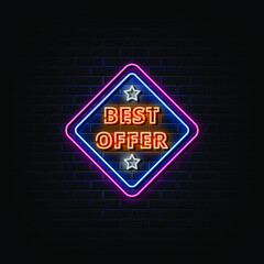 Wall Mural - Best Offer Neon Signs Style Text Vector