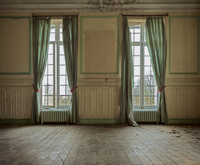 Canvas Print - Windows of an old building from the inside