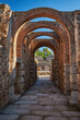 Entrance arches to the Roman amphitheater of Mérida, in the province of Badajoz. Estremadura. Spain